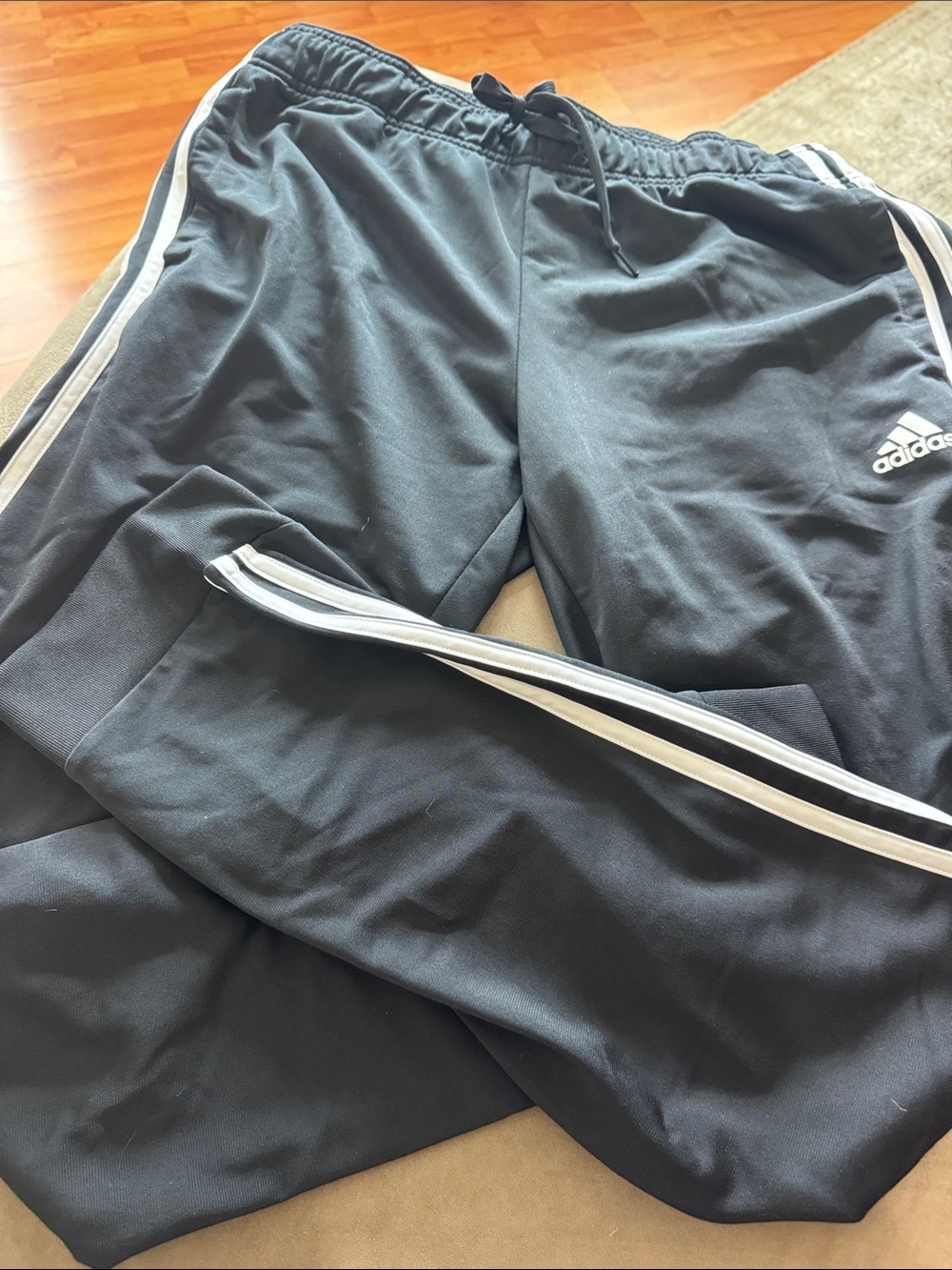 adidas Black Jogger Sweatpants with White Side Stripes